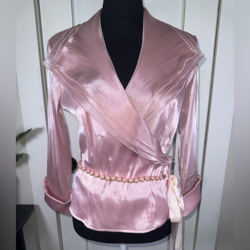 VINTAGE Cachet Pink Wrap Blouse